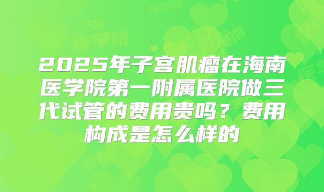 2025年子宫肌瘤在海南医学院第一附属医院做三代试管的费用贵吗?费用构成是怎么样的