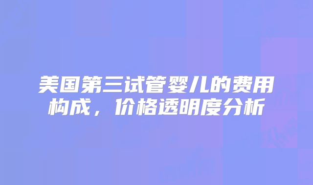 美国第三试管婴儿的费用构成,价格透明度分析