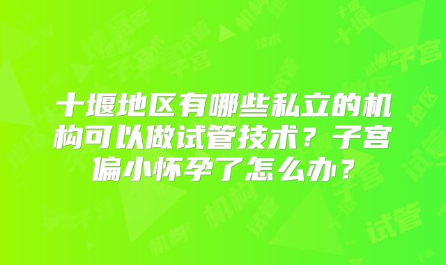 十堰地区有哪些私立的机构可以做试管技术？子宫偏小怀孕了怎么办？