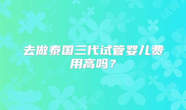 去做泰国三代试管婴儿费用高吗？