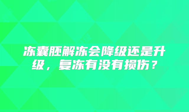 冻囊胚解冻会降级还是升级，复冻有没有损伤？