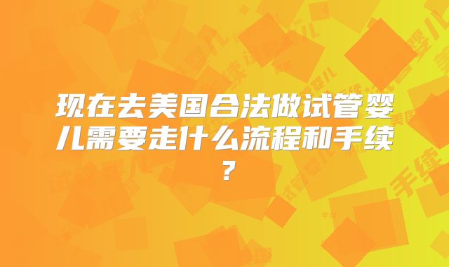 现在去美国合法做试管婴儿需要走什么流程和手续？