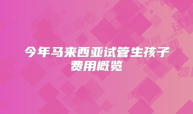 今年马来西亚试管生孩子费用概览