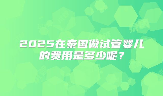 2025在泰国做试管婴儿的费用是多少呢？