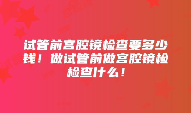 试管前宫腔镜检查要多少钱！做试管前做宫腔镜检检查什么！