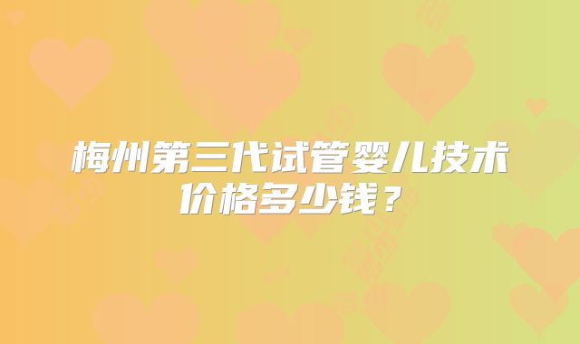 梅州第三代试管婴儿技术价格多少钱？