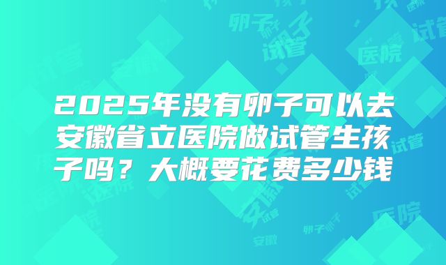 2025年没有卵子可以去安徽省立医院做试管生孩子吗？大概要花费多少钱