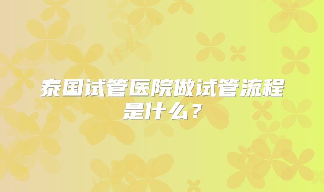 泰国试管医院做试管流程是什么？