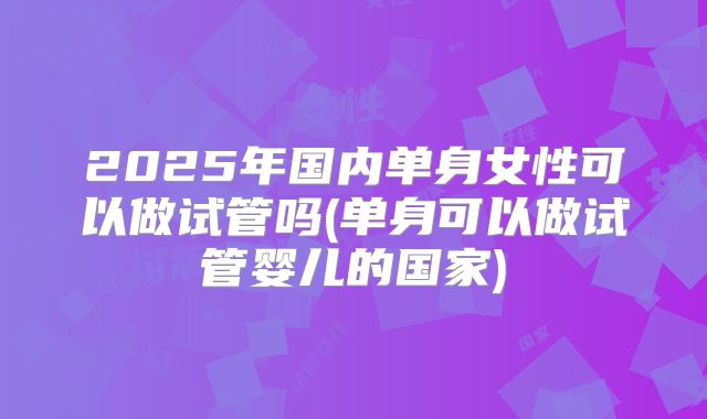 2025年国内单身女性可以做试管吗(单身可以做试管婴儿的国家)