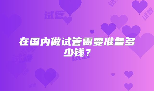 在国内做试管需要准备多少钱?