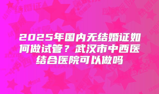 2025年国内无结婚证如何做试管?武汉市中西医结合医院可以做吗