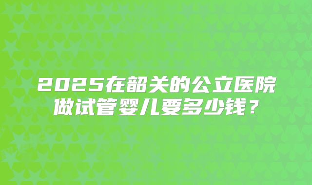 2025在韶关的公立医院做试管婴儿要多少钱？