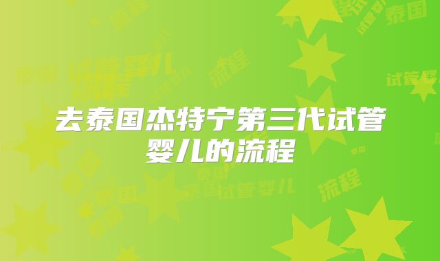 去泰国杰特宁第三代试管婴儿的流程