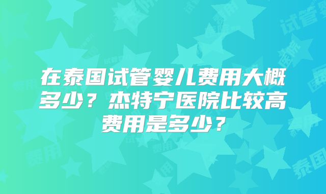 在泰国试管婴儿费用大概多少？杰特宁医院比较高费用是多少？