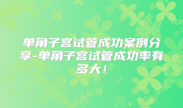 单角子宫试管成功案例分享-单角子宫试管成功率有多大!