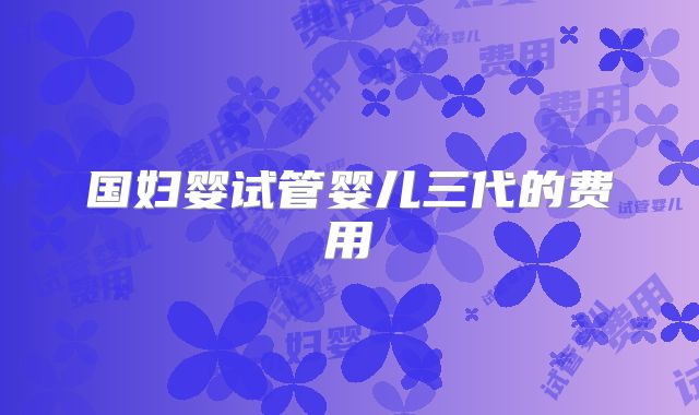 国妇婴试管婴儿三代的费用