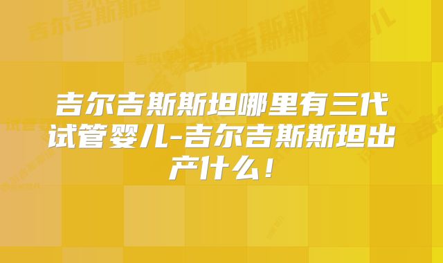 吉尔吉斯斯坦哪里有三代试管婴儿-吉尔吉斯斯坦出产什么！