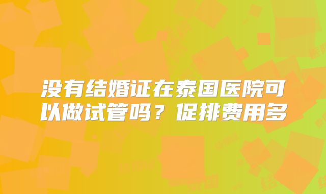 没有结婚证在泰国医院可以做试管吗？促排费用多