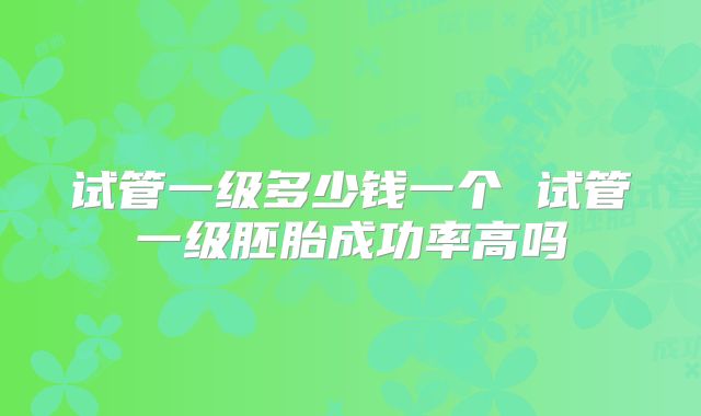试管一级多少钱一个 试管一级胚胎成功率高吗