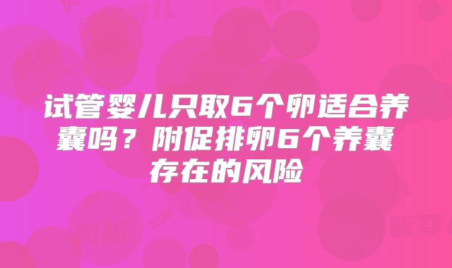 试管婴儿只取6个卵适合养囊吗？附促排卵6个养囊存在的风险