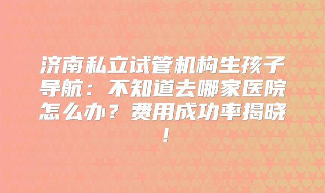 济南私立试管机构生孩子导航：不知道去哪家医院怎么办？费用成功率揭晓！