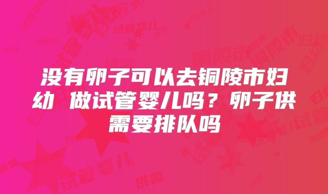 没有卵子可以去铜陵市妇幼 做试管婴儿吗？卵子供需要排队吗