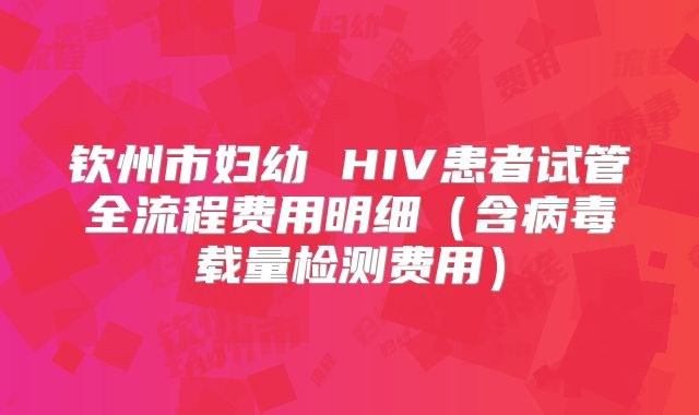 钦州市妇幼 HIV患者试管全流程费用明细（含病毒载量检测费用）
