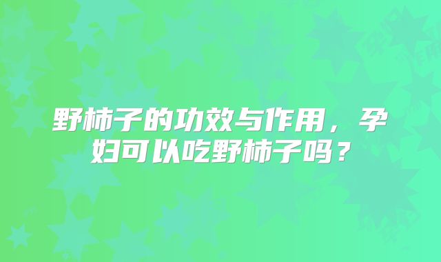 野柿子的功效与作用，孕妇可以吃野柿子吗？
