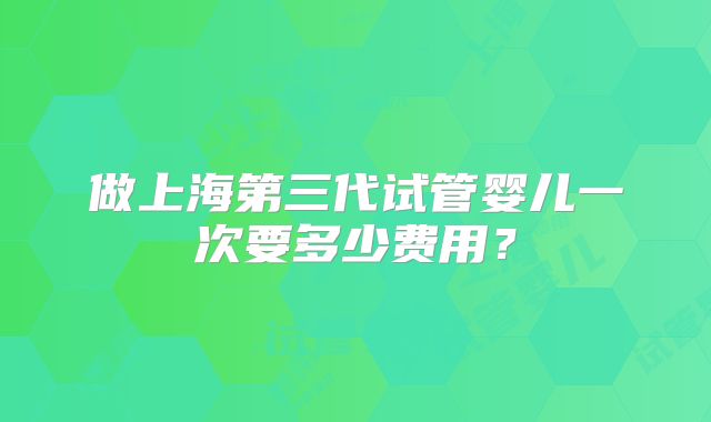 做上海第三代试管婴儿一次要多少费用？
