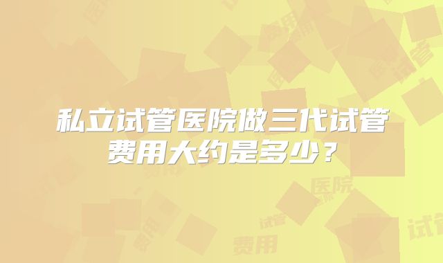 私立试管医院做三代试管费用大约是多少？