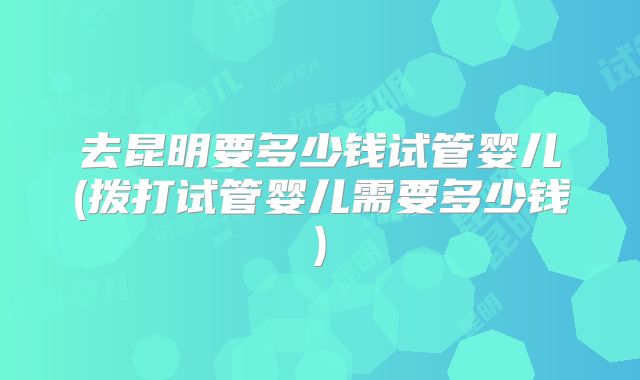 去昆明要多少钱试管婴儿(拨打试管婴儿需要多少钱)