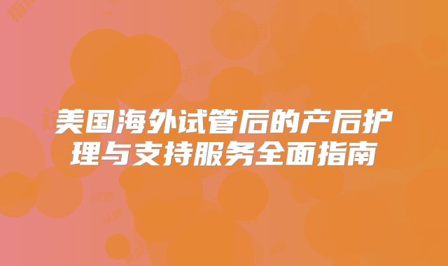 美国海外试管后的产后护理与支持服务全面指南