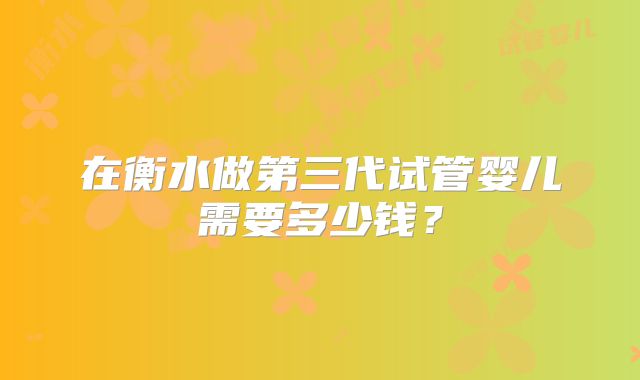 在衡水做第三代试管婴儿需要多少钱?