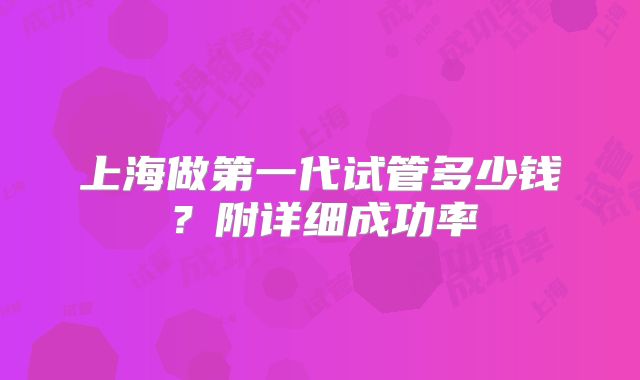 上海做第一代试管多少钱？附详细成功率