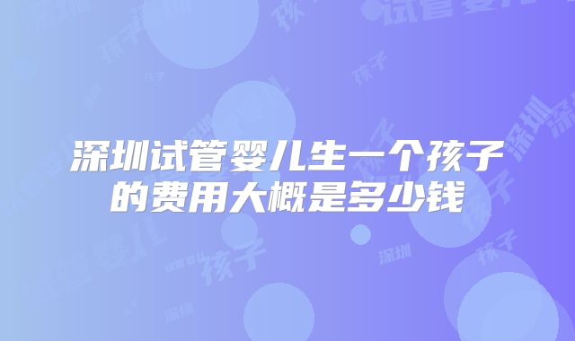 深圳试管婴儿生一个孩子的费用大概是多少钱