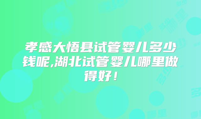 孝感大悟县试管婴儿多少钱呢,湖北试管婴儿哪里做得好！