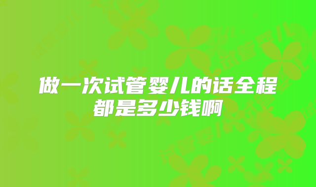 做一次试管婴儿的话全程都是多少钱啊