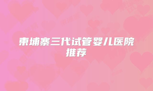 柬埔寨三代试管婴儿医院推荐