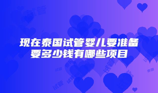 现在泰国试管婴儿要准备要多少钱有哪些项目