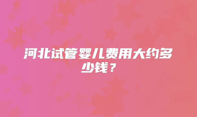 河北试管婴儿费用大约多少钱？