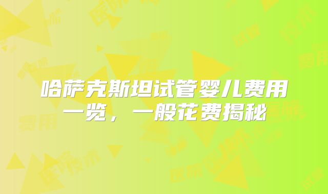 哈萨克斯坦试管婴儿费用一览，一般花费揭秘