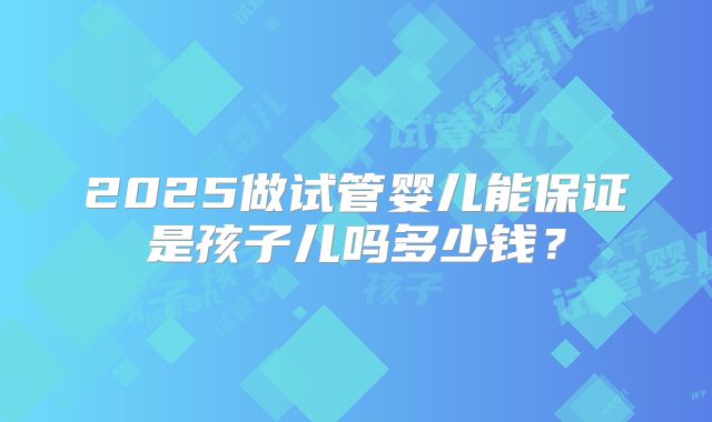 2025做试管婴儿能保证是孩子儿吗多少钱?