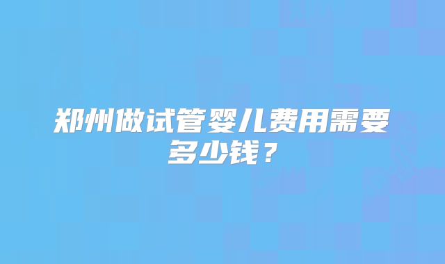 郑州做试管婴儿费用需要多少钱？