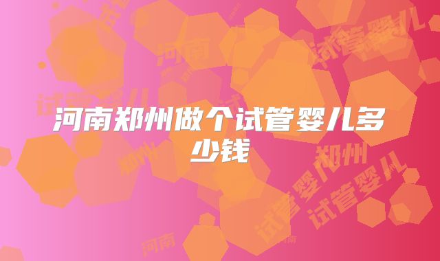 河南郑州做个试管婴儿多少钱