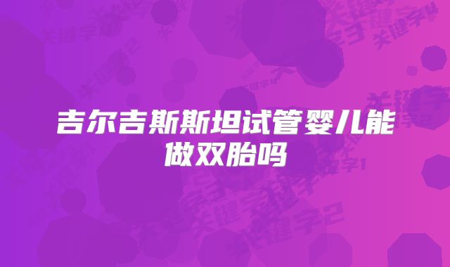 吉尔吉斯斯坦试管婴儿能做双胎吗