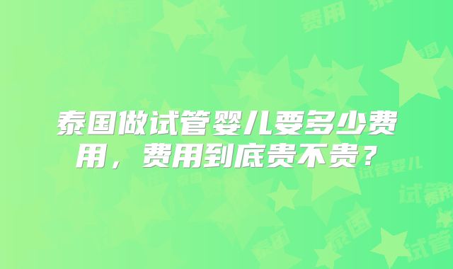 泰国做试管婴儿要多少费用，费用到底贵不贵？