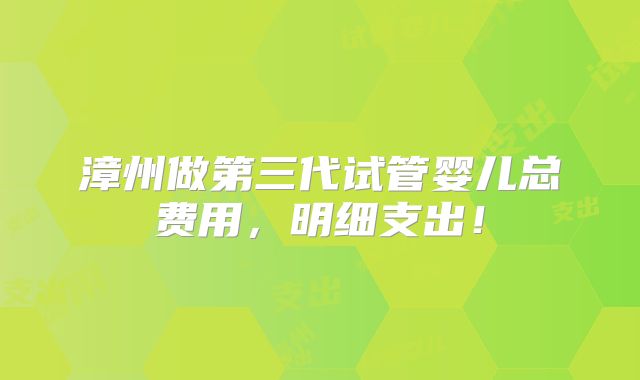 漳州做第三代试管婴儿总费用,明细支出!