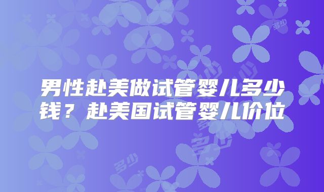 男性赴美做试管婴儿多少钱？赴美国试管婴儿价位