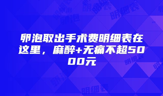 卵泡取出手术费明细表在这里，麻醉+无痛不超5000元