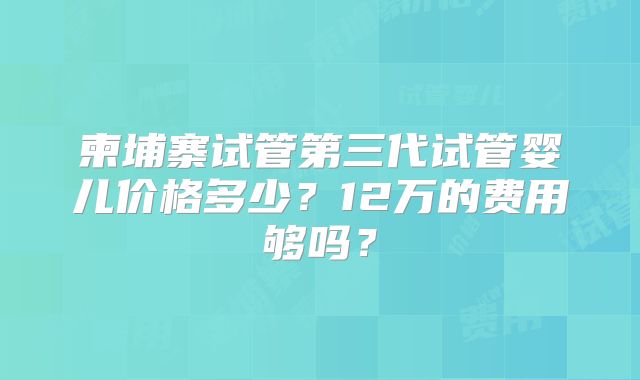 柬埔寨试管第三代试管婴儿价格多少？12万的费用够吗？